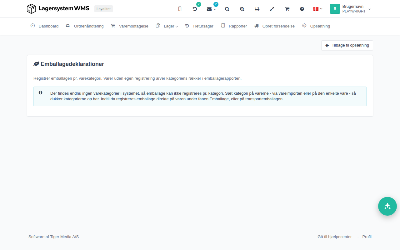 Siden Emballagedeklarationer