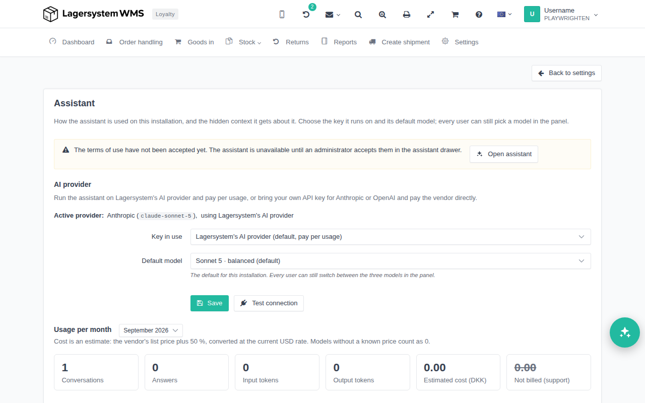 The assistant's setup page with the field "About this installation (hidden context for the assistant)"